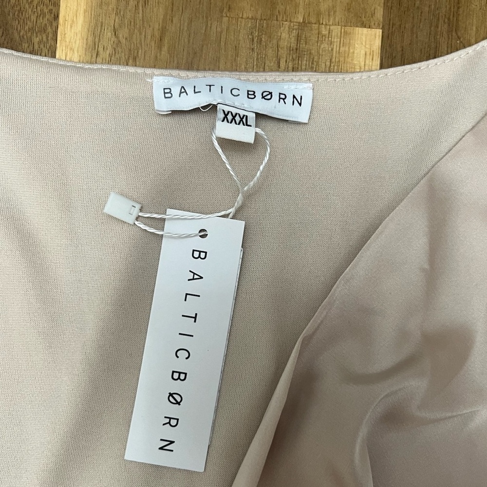 Baltic Born Poppy Satin Midi Dress V-Neck Open Tie Front in Champagne Size XXXL - Picture 4 of 13